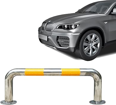 Stainless Steel Parking Stopper for Garage Floor/ Driveway/ Parking Lot, Heavy Duty U-Type Parking Barrier Guardrails for Road/ Construction/ Street/ Sidewalk  Color 1 Pack , Size 50x30cm20x12 i