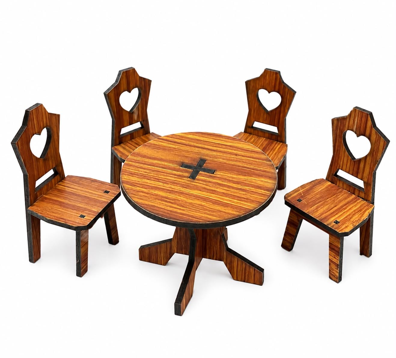Miniature Wooden Dining Table Set for Kids | Handmade Dollhouse Furniture Set with 4 Chairs | Educational Pretend Play Toy & Showpiece-picture-21