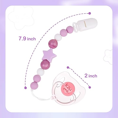Miniatura 4 de Aori Chupete magnético para muñecas de bebé Reborn con clips para chupete, juego de accesorios para bebés Reborn para niños, morado