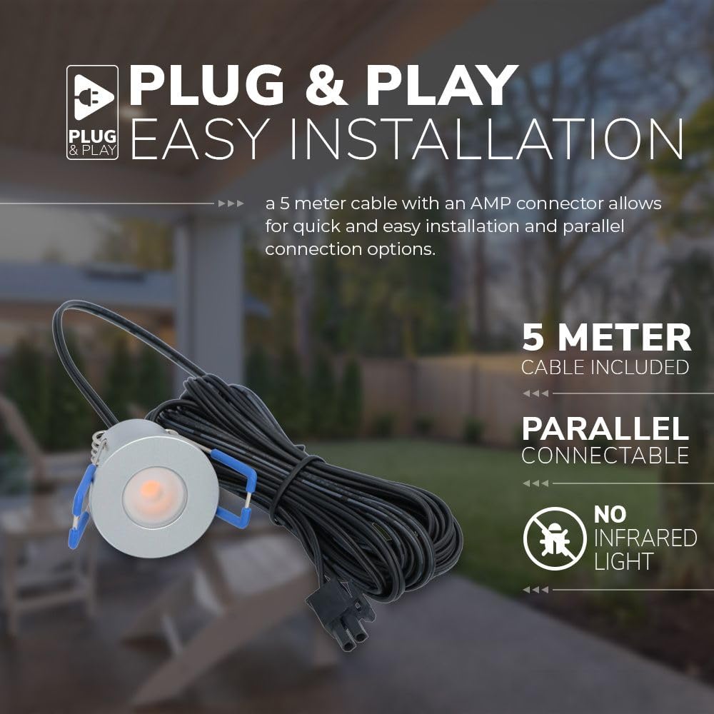 HOFTRONIC - Milano - 12er LED-Einbaustrahler 12 Volt - Beleuchtung Terrassenüberdachung - Dimmbar - Komplettset mit Fernbedienung - 3W - Plug & Play - 2700K 200lm - IP65 wasserdicht - Edelstahl