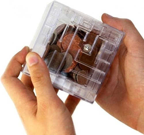 Miniatura 9 de Cajas de regalo de rompecabezas de laberinto de dinero, caja de ahorro de juego de laberinto de dinero para niños y adultos (blanco)