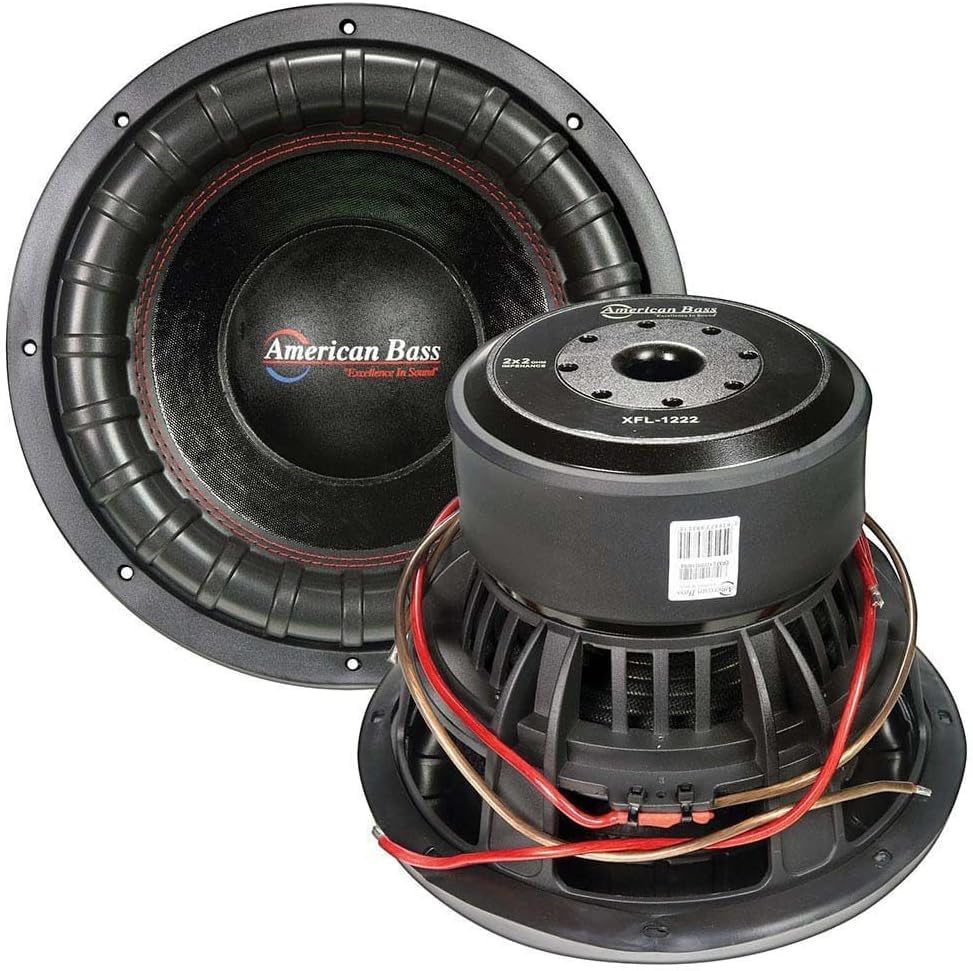 American Bass XFL 12” Subwoofer, 1500W RMS / 3000W Max, Dual 2 Ohm, 3” Voice Coil, Cast Basket, Non-Pressed Cone, High Power Subwoofer Car Audio Speaker for Deep, Clean Bass in Custom Builds
