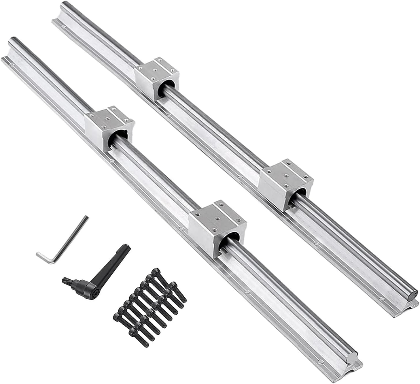 SBR12 Linear Rail 1000mm SBR12 Linear Rails and Bearings 2Pcs SBR12-1000mm Linear Guide Rails with 4Pcs SBR12UU Bearing Blocks, 1000mm Linear Rails for CNC DIY 3D Printer Rails