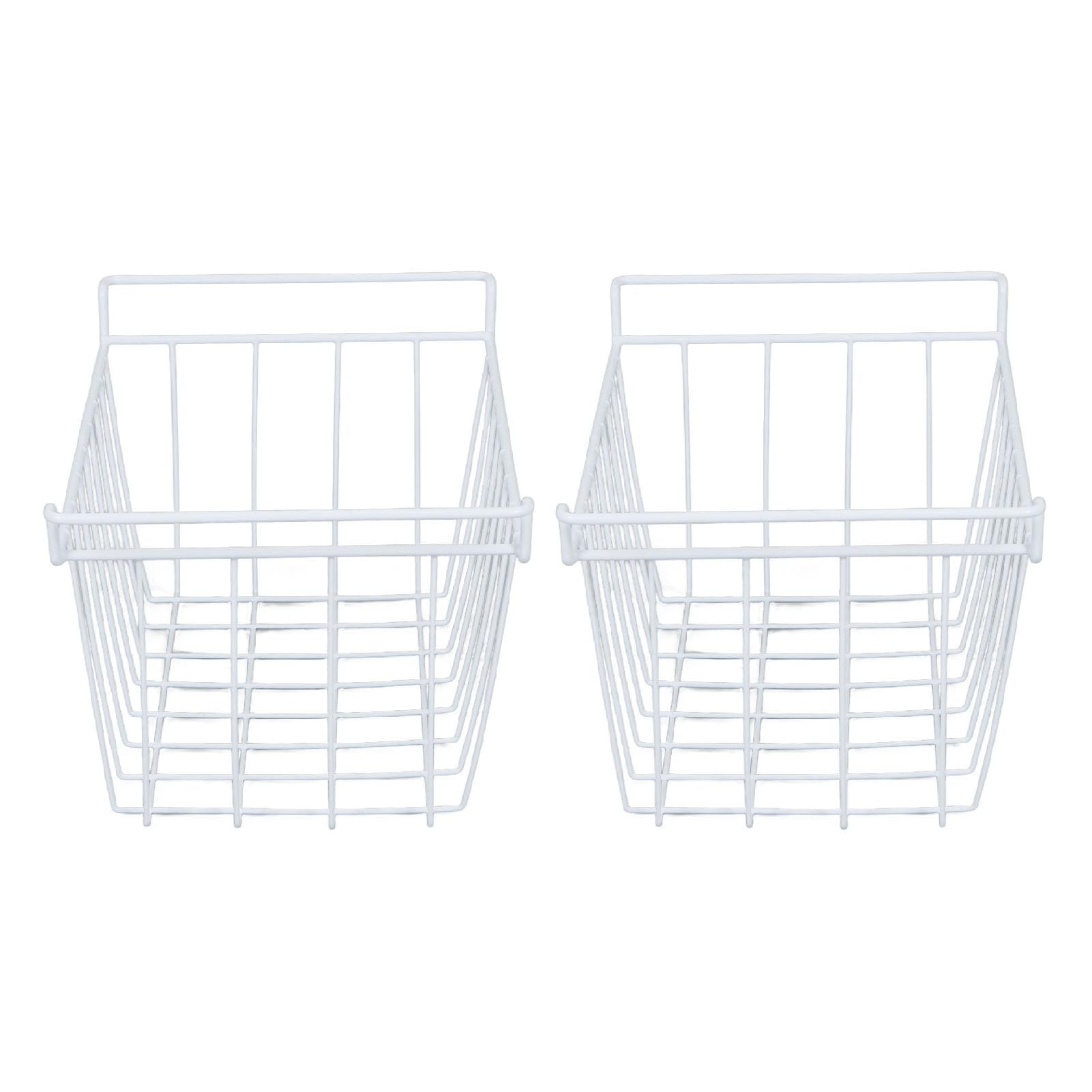 Cestello congelatore |Salvaspazio con rivestimento in PE in filo di acciaio per la conservazione di alimenti surgelati |Contenitore organizer multiuso per (White)