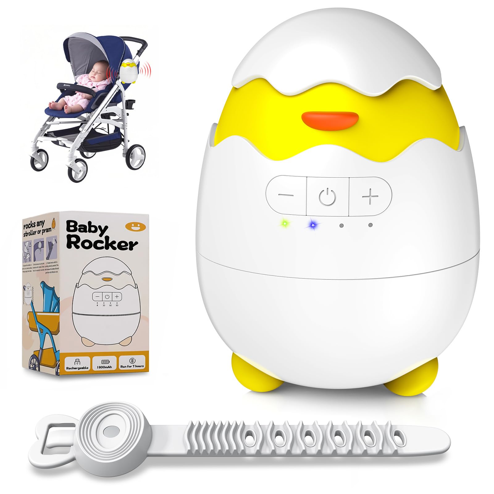 Robofun Motore di oscillazione automatico per passeggino, accessorio elettrico portatile con timer e velocità regolabile, compatibile con la maggior parte dei passeggini, Bianco