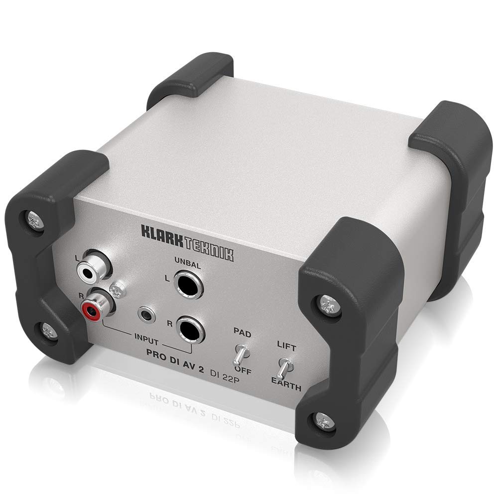 Klark Teknik PRO DI AV 2 DI 22P Stereo DI Box passivo con trasformatori Midas e gamma dinamica estesa