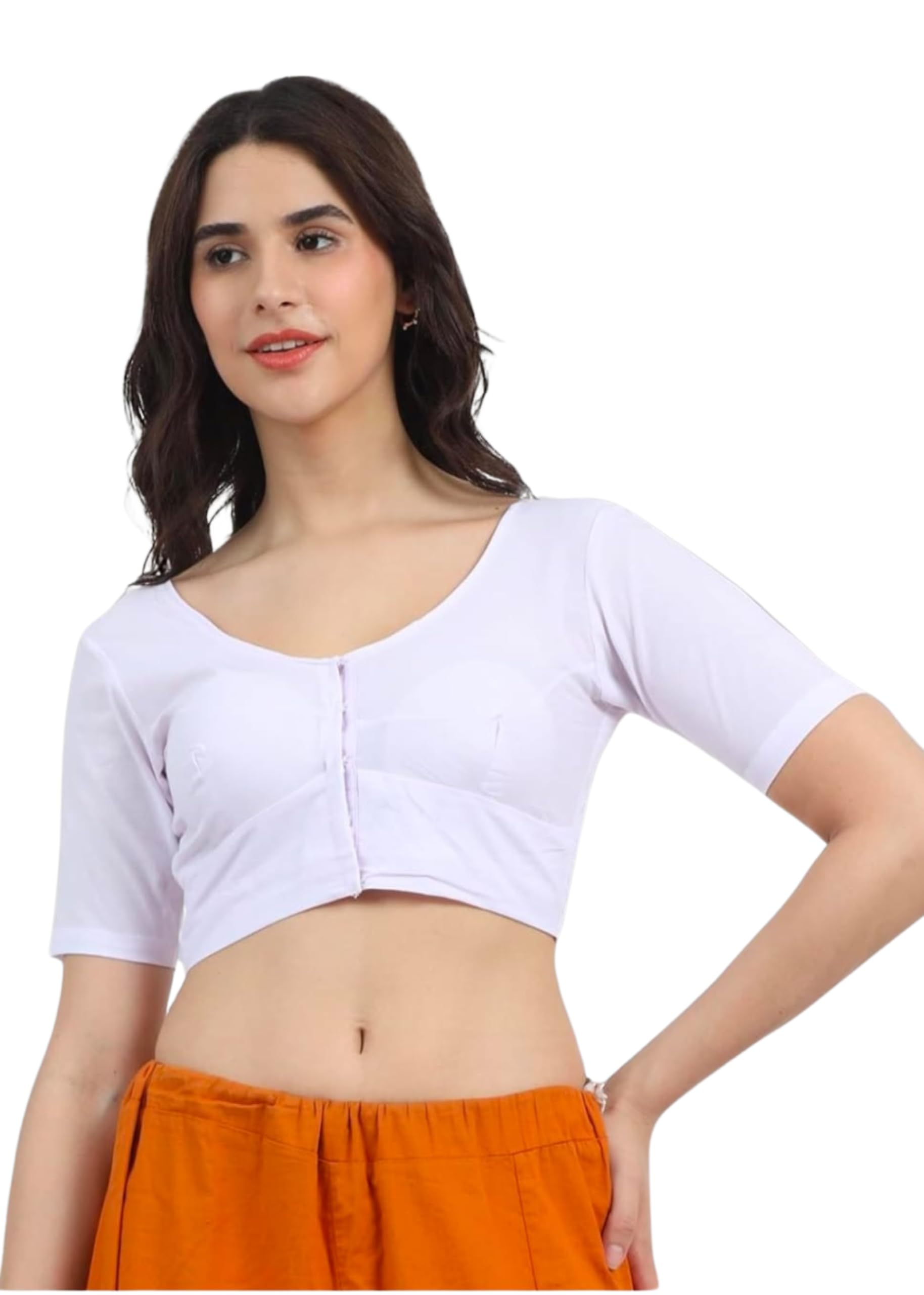 Stylish Women's Cotton Solid Half Sleeve Blouse - Comfortable and Versatile Top for Everyday Wear, Office, and Casual Outings (Size-30)-image-37