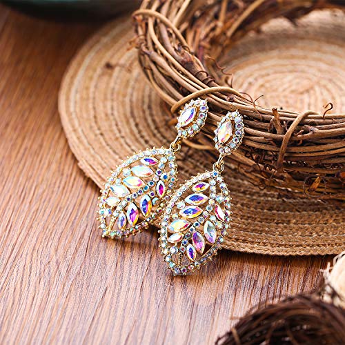 EVER FAITH Women's Marquise Crystal Leaf Drop Shaped Charming Bride Bridesmaid Pierced Dangle Earrings3