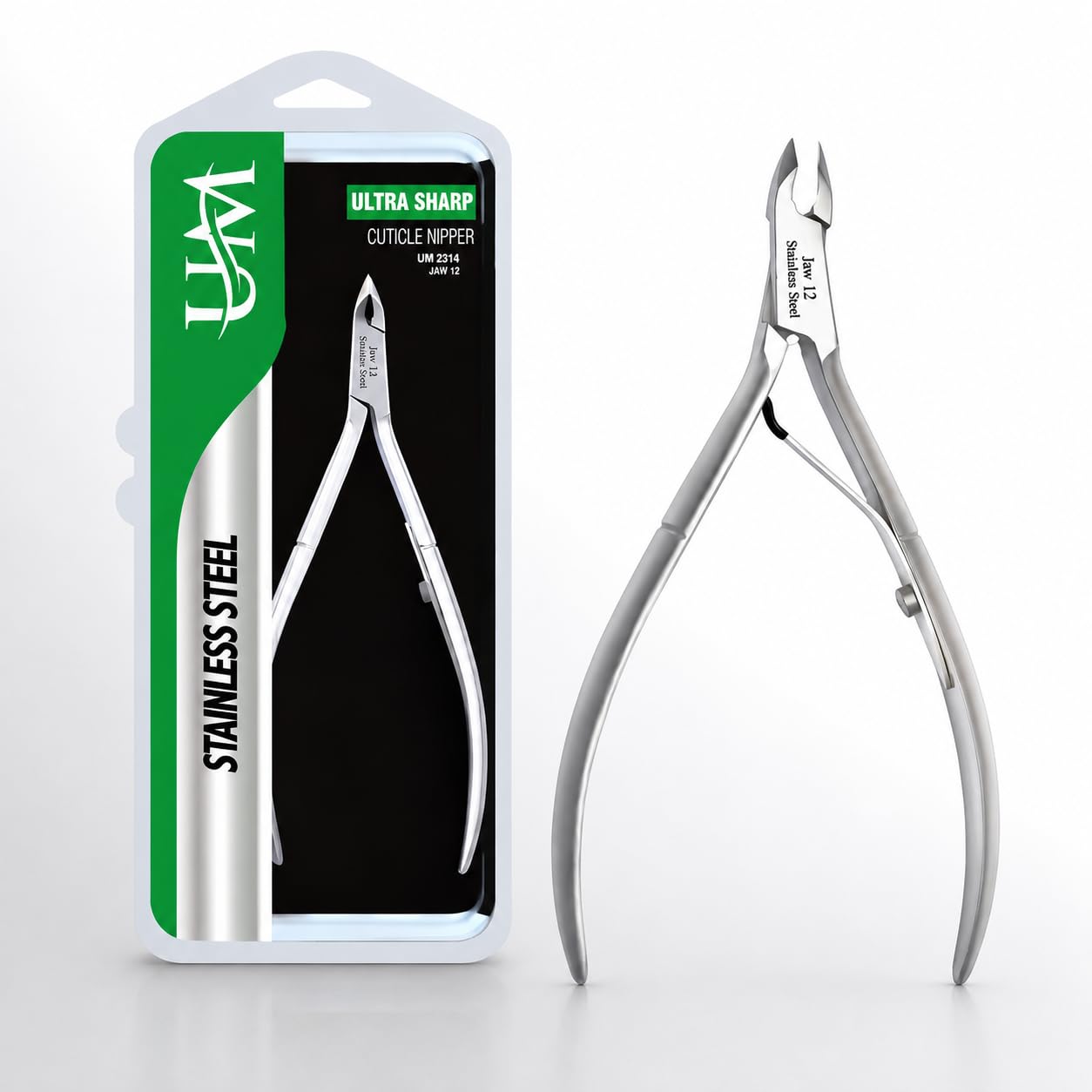 UM Supplies Cortador de cutículas | Removedor de uñas | Extremadamente afilado | Alicates profesionales para cutículas | Acero inoxidable | Herramienta de manicura y pedicura | Mandíbula 12 (2 mm)