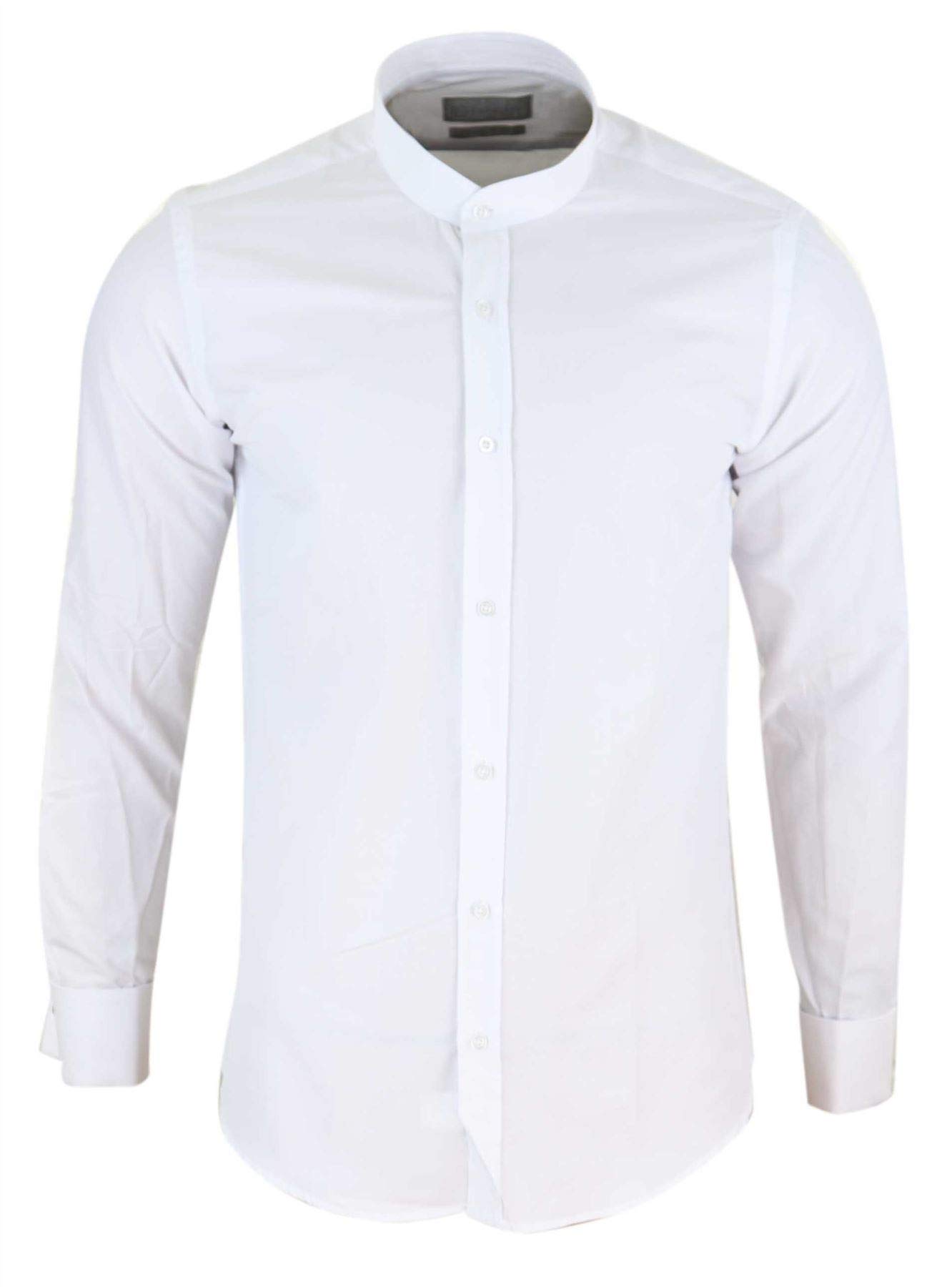 TruClothing Mens White Nehru Removable Collar Button Shirt Slim Regular Fit - Nehru pb Regular M