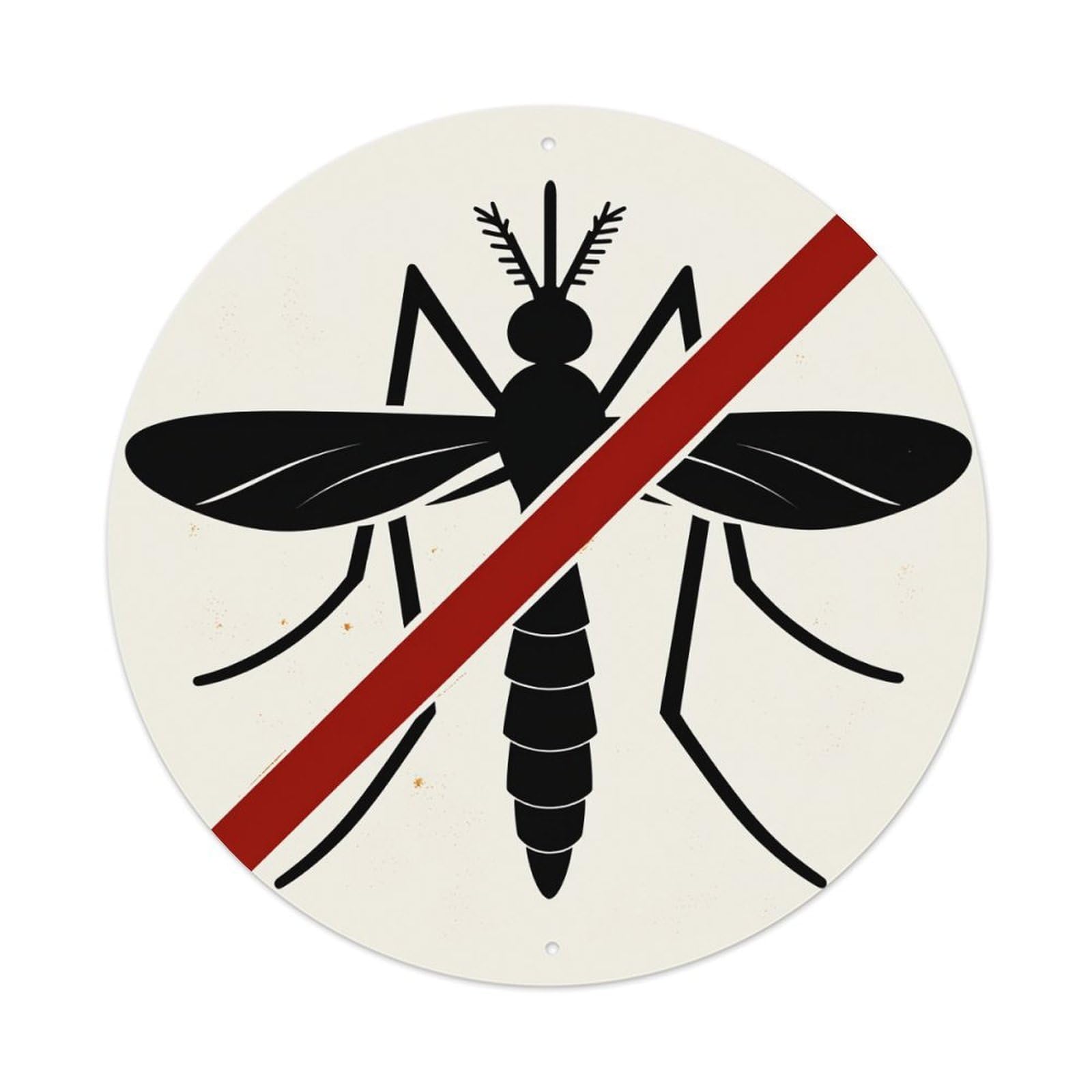 Wmlzdnwr Vintage Mosquito Silhouette With Red Diagonal Line Round Tin Sign,Retro Wall Art,Metal Poster For Home, Bar, Garage, Cafe, Rustic Indoor & Outdoor Decor, 8X8 Inches