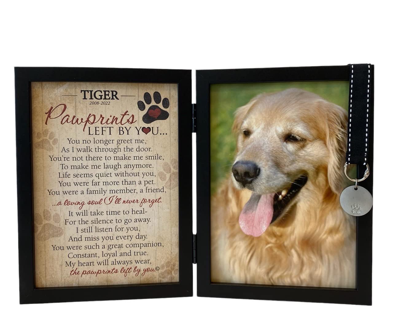 Pawprints Pet Memorial Frame with Pawprints Left by You Poem - Touching Dog Sympathy Gift for Pet Loss