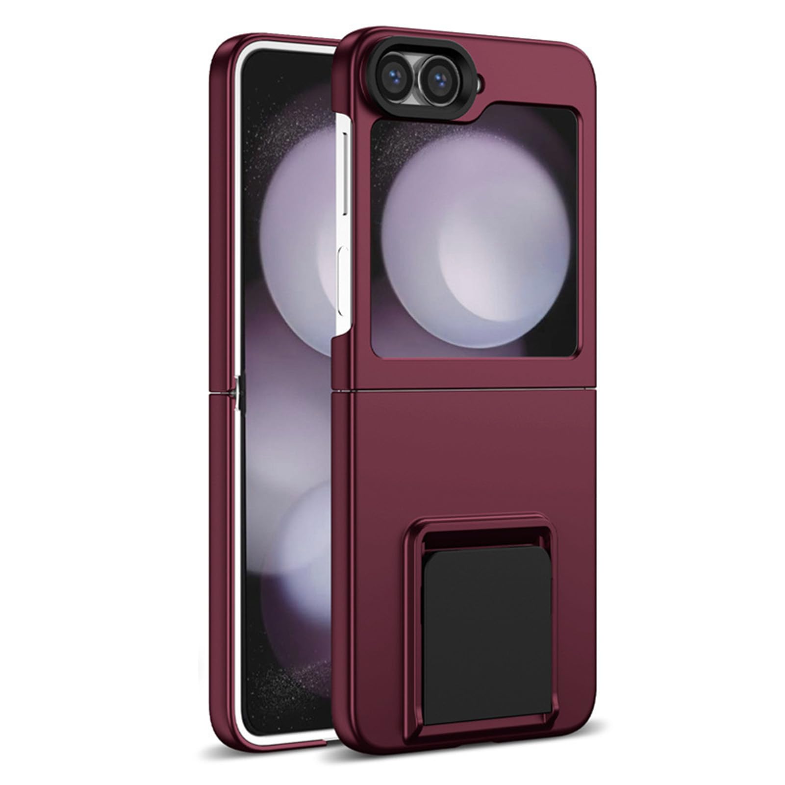 LUOTANL Slim Case for Samsung Galaxy Z Flip 8, Hidden Kickstand Frosted Light PC Shock Protection Cover,Brown,Flip 8