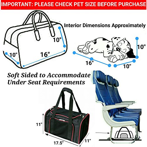 Mr. Peanut's Airline Approved Soft Sided Pet Carrier, 17X11X11 Travel Tote with Soft Padded Bedding with Strong 1/4" Wood Base, Seatbelt & Luggage Attachment, Perfect for Cats and Small Dogs - Image 3