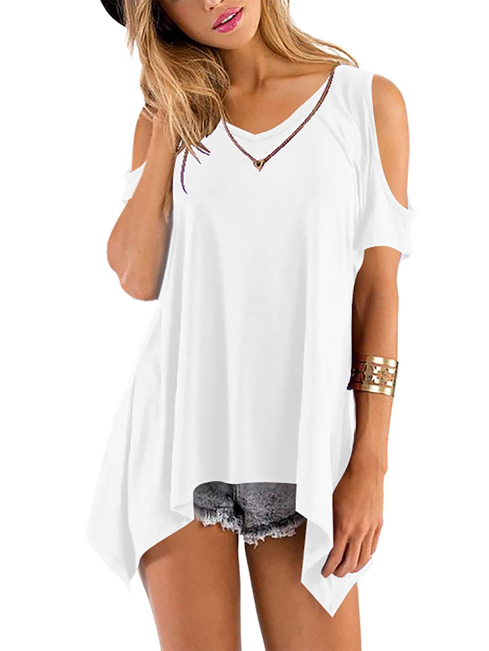 Famulily Tunica estiva da donna top UK swing top casual sciolto Longline T Shirt con tasche, #2 nero, XL