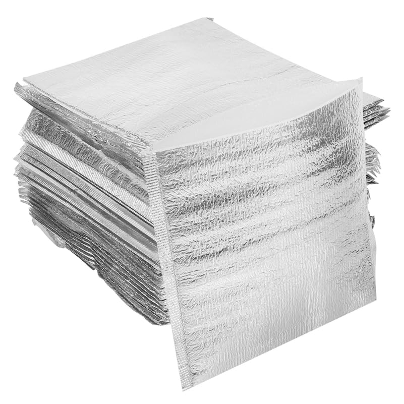 ULTECHNOVO Lot de 50 enveloppes isolantes réutilisables et isolées pour expédition à froid, glace thermique, aluminium argenté