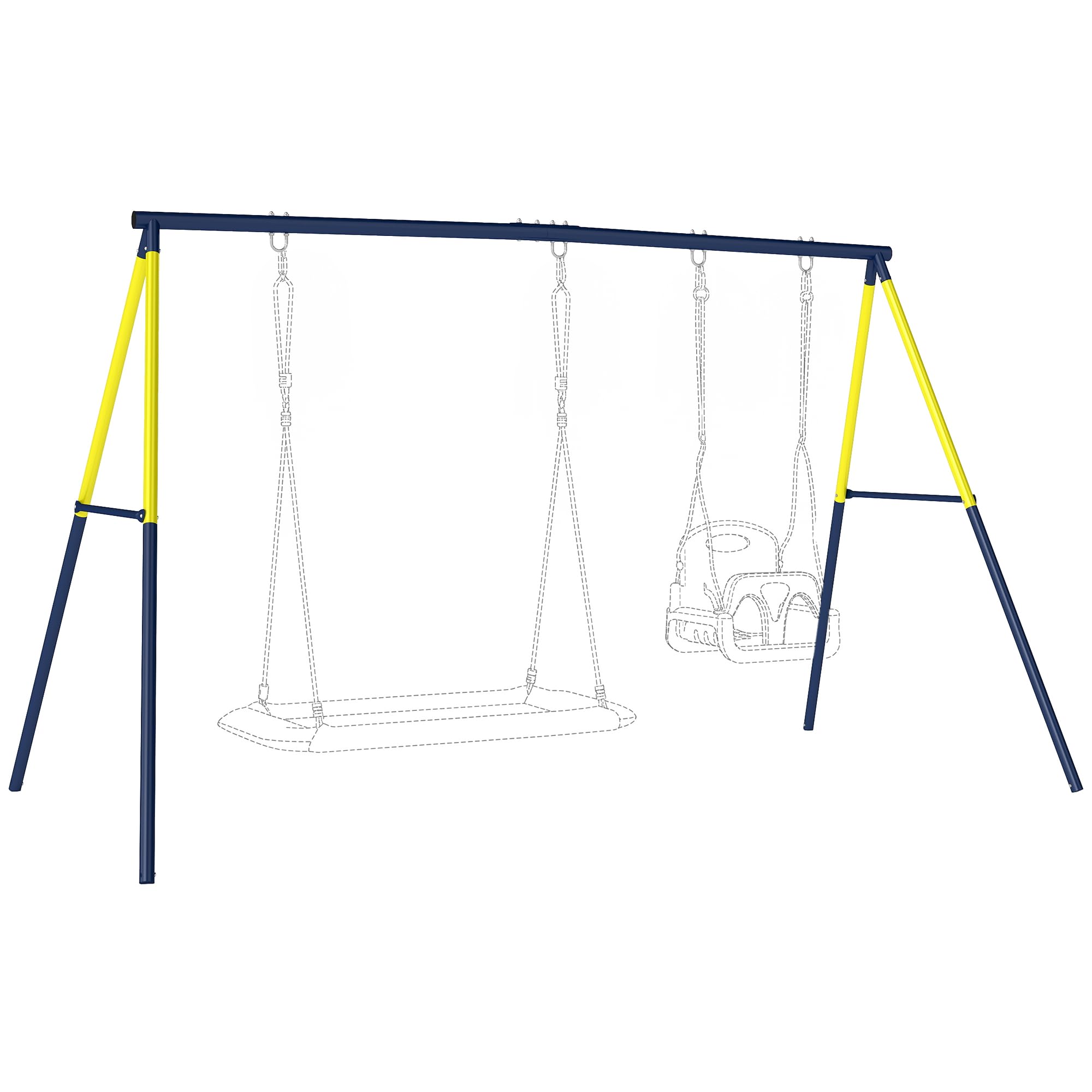 AIYAPLAY Struttura per Altalena da Giardino per Bambini, Struttura Altalena in Acciaio, Anti-UV, Impermeabile, Supporta 150kg, con 4 Ganci per Altalena a Nido, Altalena a U, Scala, 260x160x178 cm, Blu