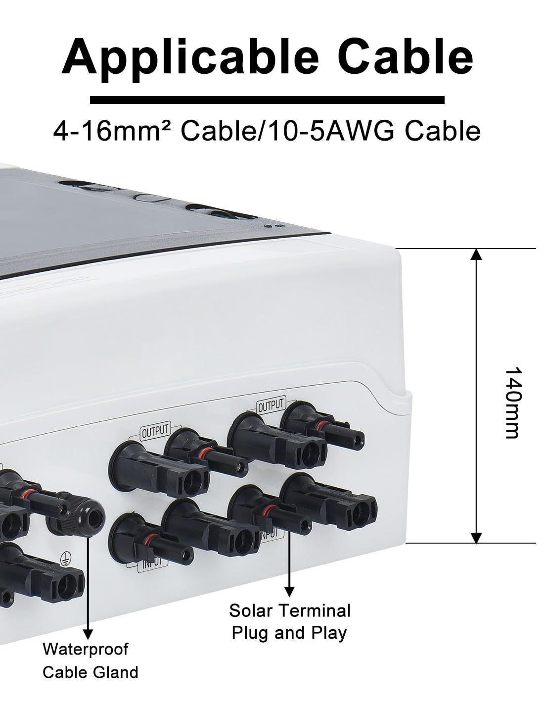 DIHOOL DC überspannungsschutz PV Anlage 4 Strings Solar Anschlusskasten für 4 * 500W Solarmodule Balkonkraftwerk, 40A DC Trennschalter