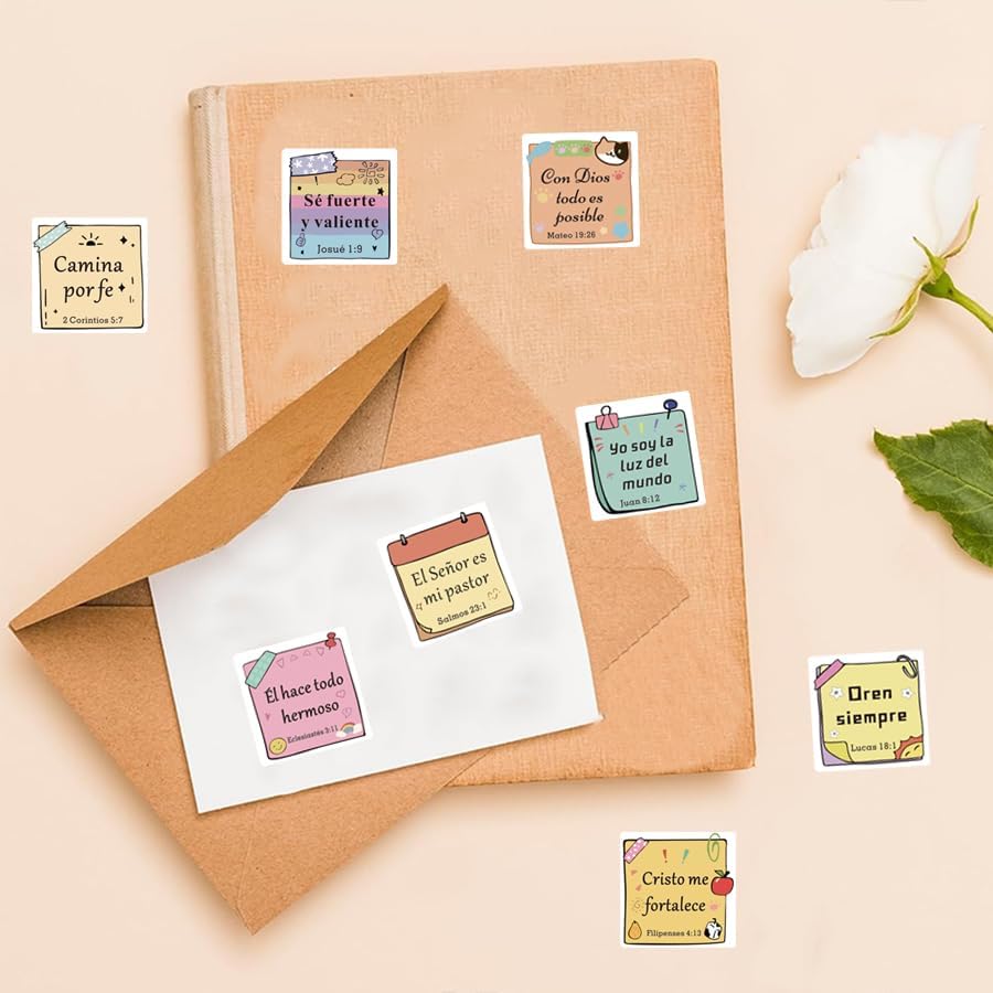 500 Pcs Spanish Bible Verse Stickers Roll, Inspirational Faith Scripture Labels for Packaging, Gift Wrapping, Envelope Sealing, Journals, Scrapbooking and Daily Encouragement Use