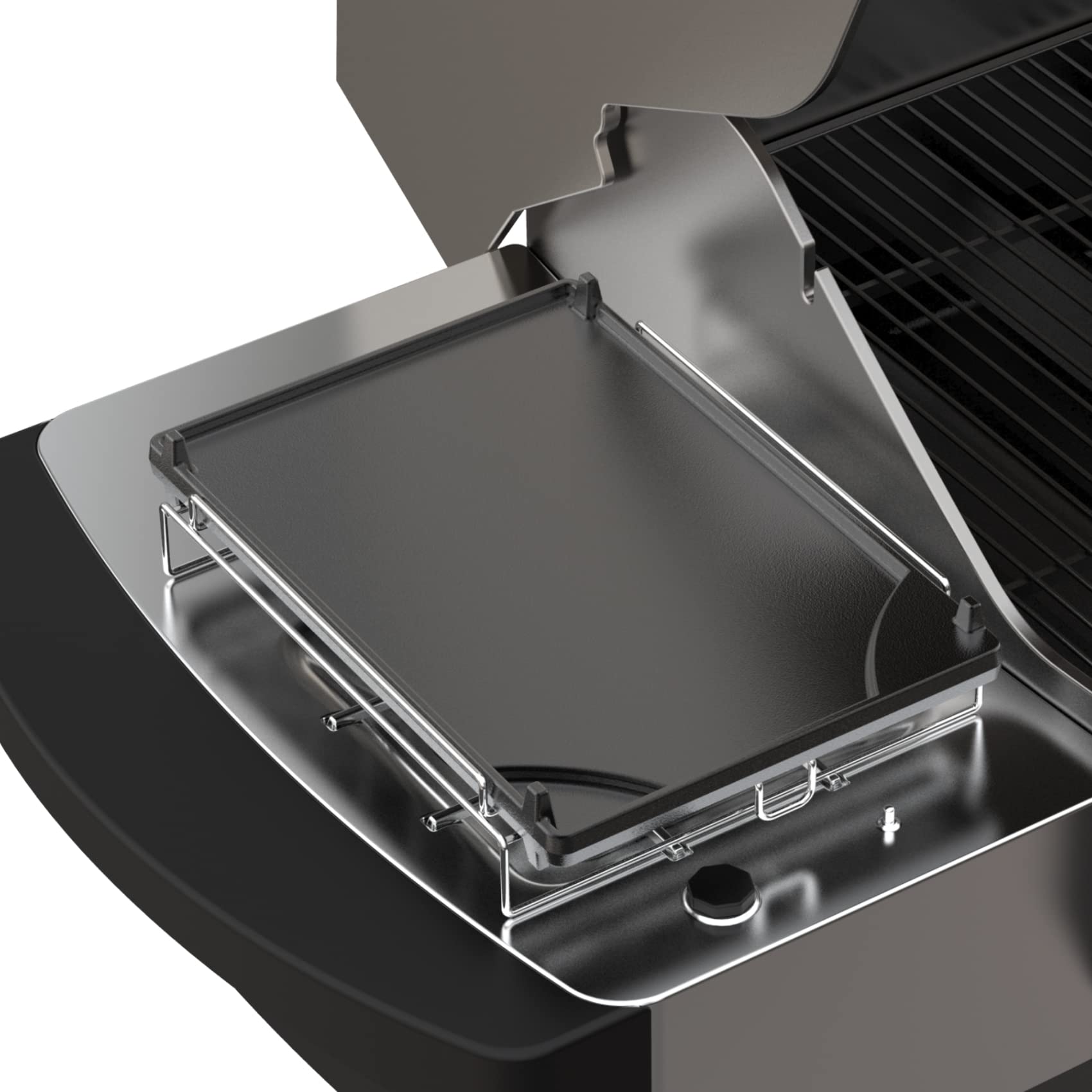 Onlyfire Cast Iron Side Burner Griddle Plate Double Sided BBQ Plancha, with Removable Stainless Steel Frame, Universal for Almost All Gas Grills