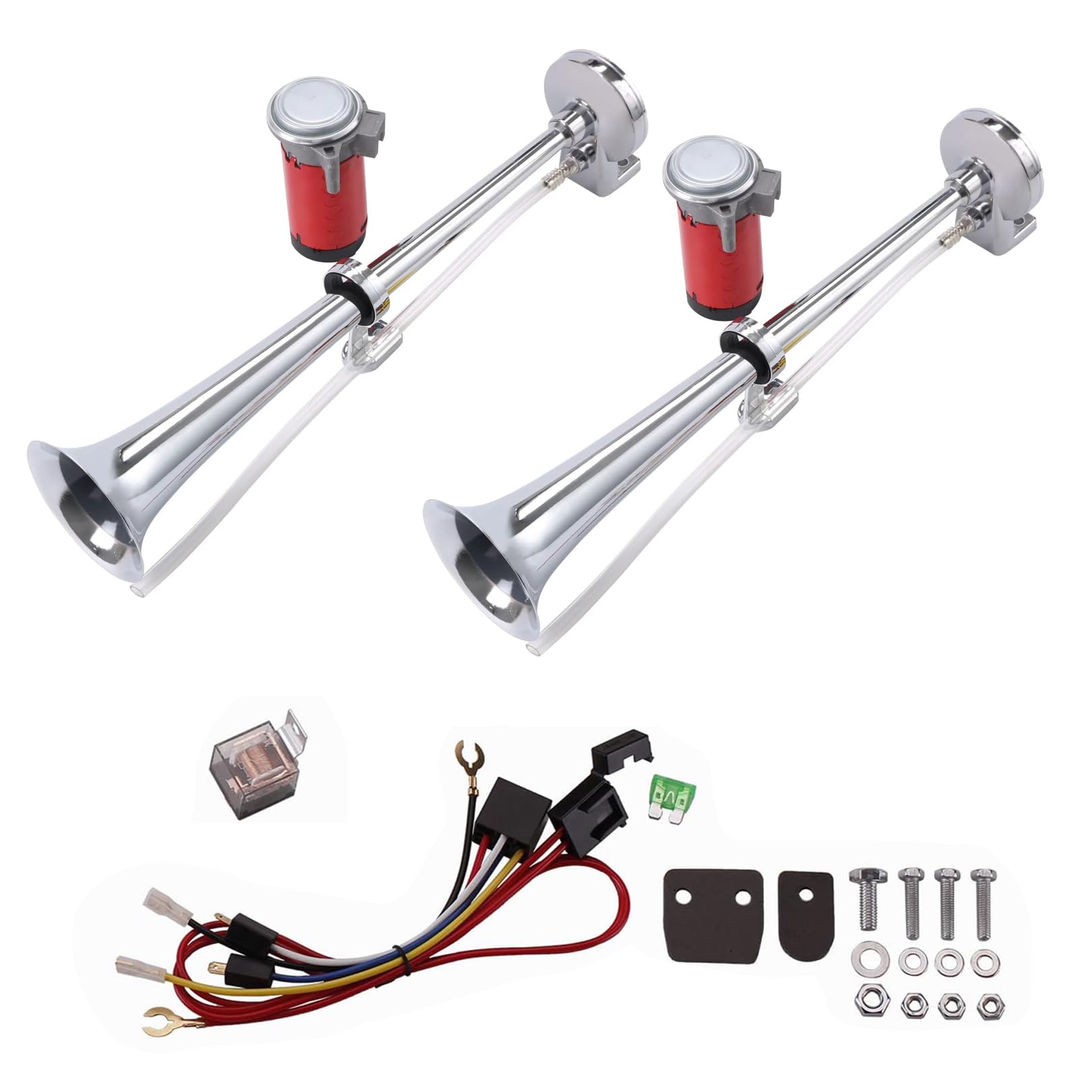 NEWFUN Klaxon Camion 12v, Trompette 12v, Klaxon Bateau, pour Voiture Camion Voiture Tricycle Bateau Train Etc