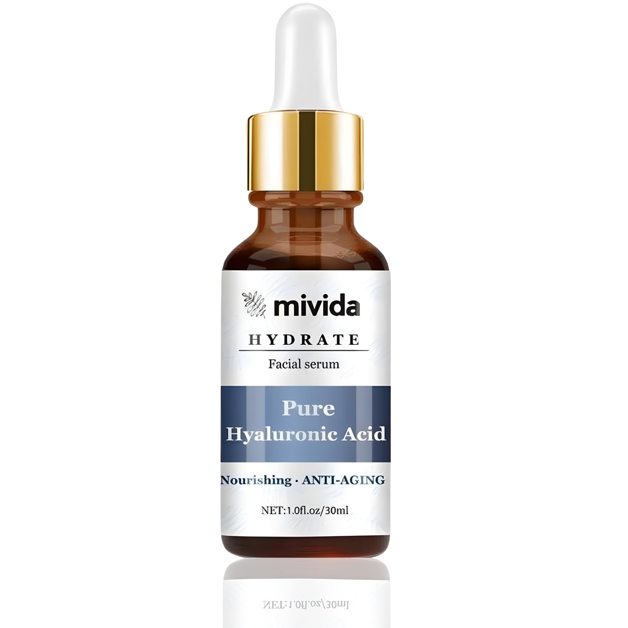 Mivida Hyaluronic Acid Serum for Face – Deep Hydration & Anti-Aging Facial Serum – Lightweight, Non-Greasy, Fast Absorbing – Plumps & Firms Fine Lines, Wrinkles & Dry Skin – Fragrance Free – 1 fl oz