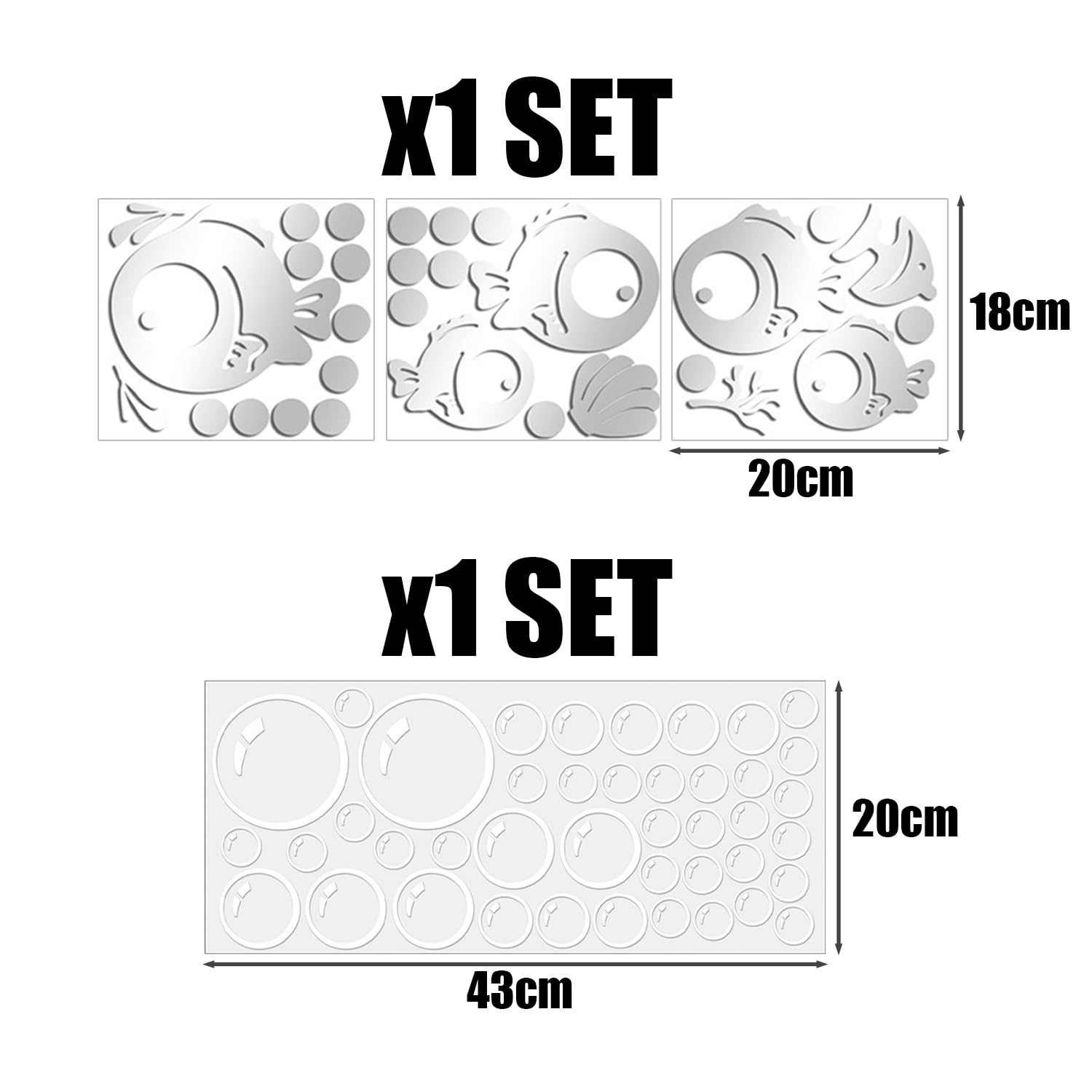 Set Di Piccoli Pesci: Adesivo A Parete Acrilico, 1 Set Di Adesivo Murale Vescicale, Adesivo Per Pareti Del Bagno Creativo, Decorazione Di Adesivi Della Casa