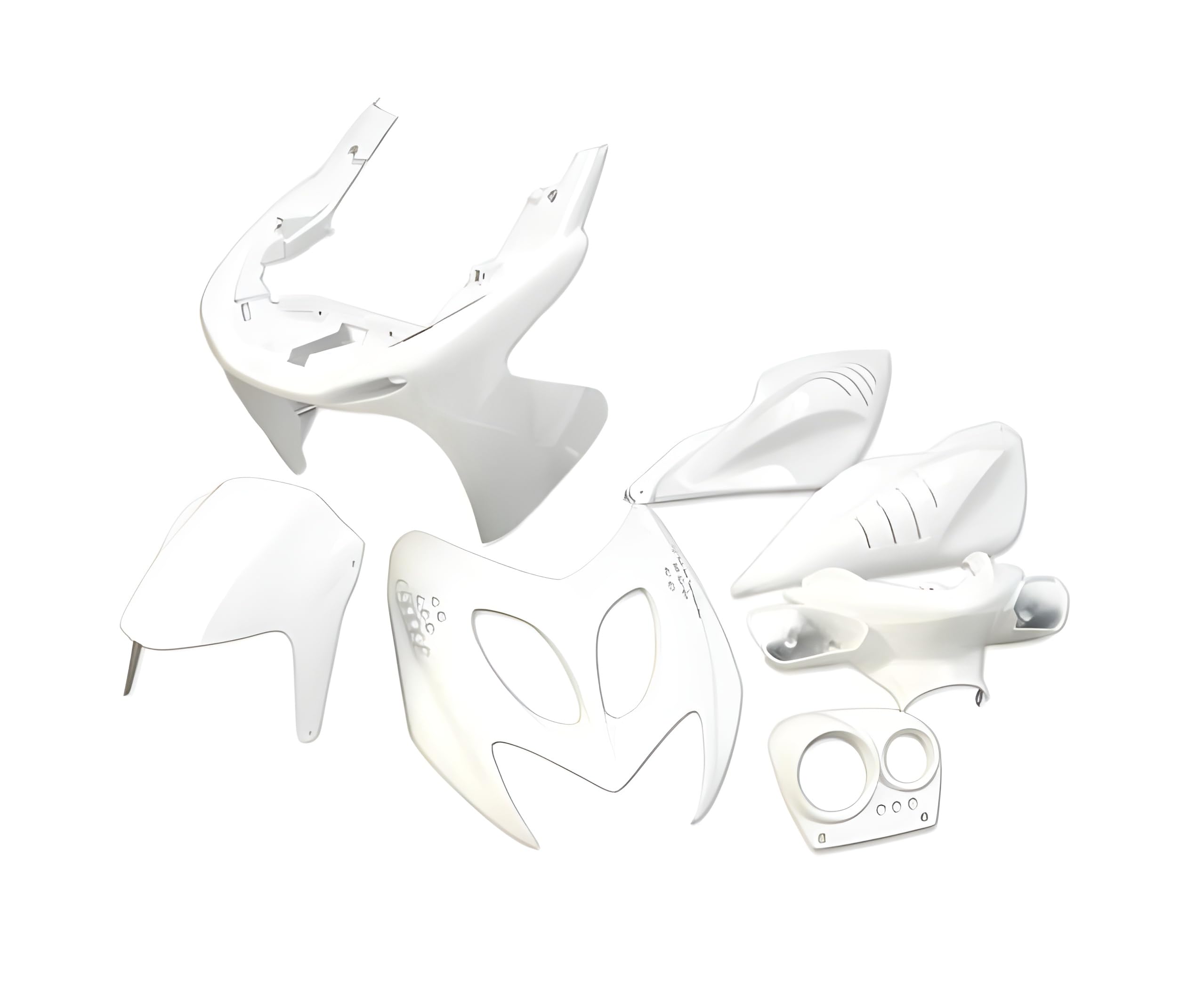 Kit carénage STR8 Mini Aerox Nitro 7 pièces blanc brillant résistant
