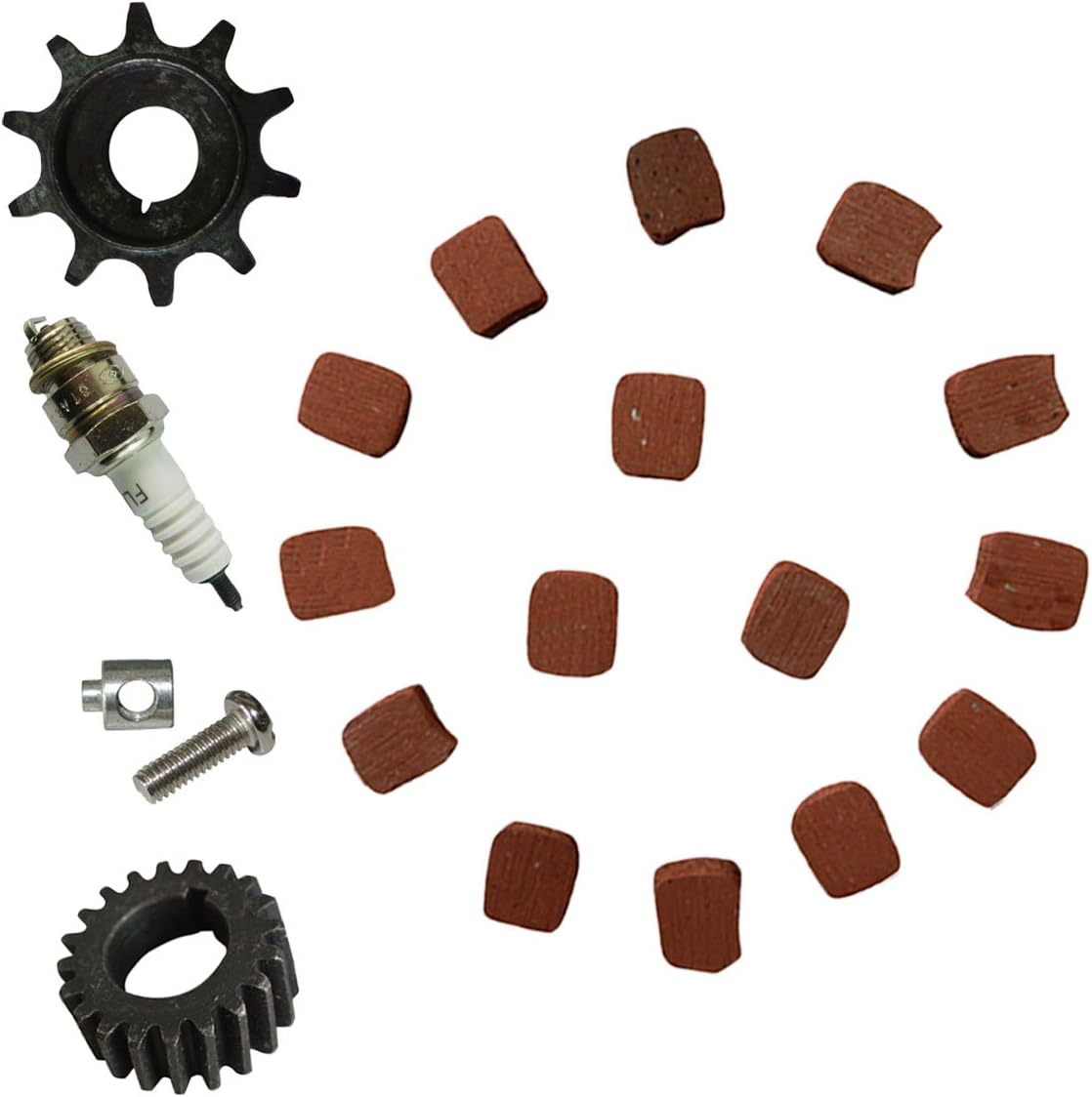 15xSquare Clutch Pads&Clutch Cable Lock For 49cc 66cc 80cc