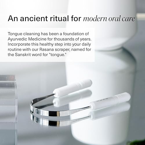Miniatura 3 de Boka Rasana Limpiador y raspador de lengua de acero inoxidable con bolsa de viaje de lino elimina la acumulación de lengua y refresca el aliento
