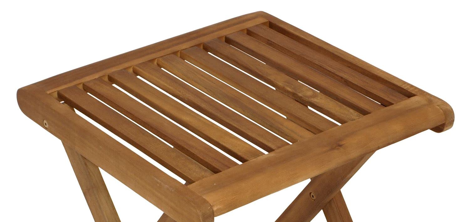 DEGAMO Garten Klapphocker Sitzhocker Hocker France 45x45cm, Akazie geölt braun, Indoor und Outdoor