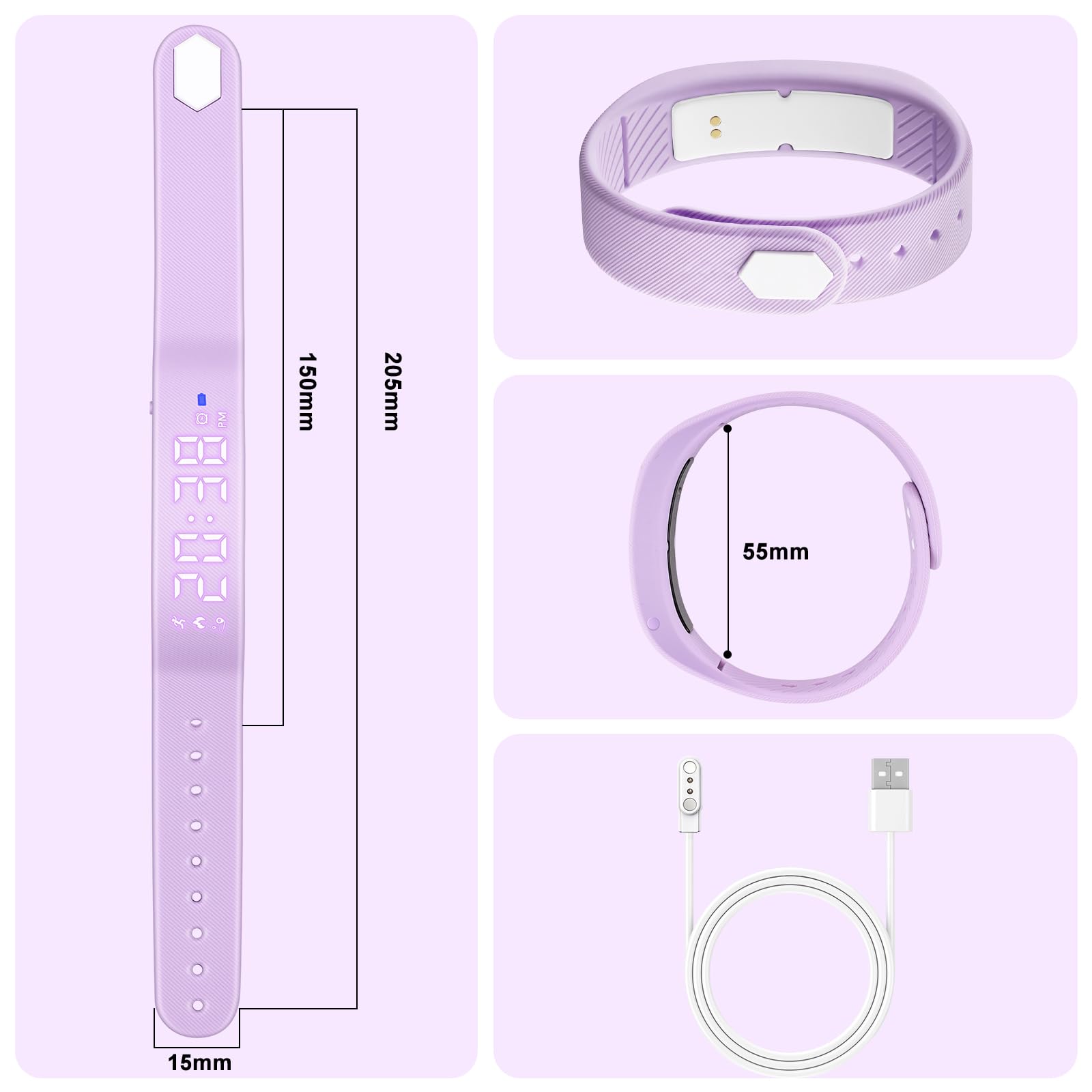 Timever Montre Digitale Enfant avec Chronomètre, Eclairage, 3 Alarme, Date,Podomètres Marche Non Connecté-Montres Sport pour Fille Garcon avec Bracelet en Silicone