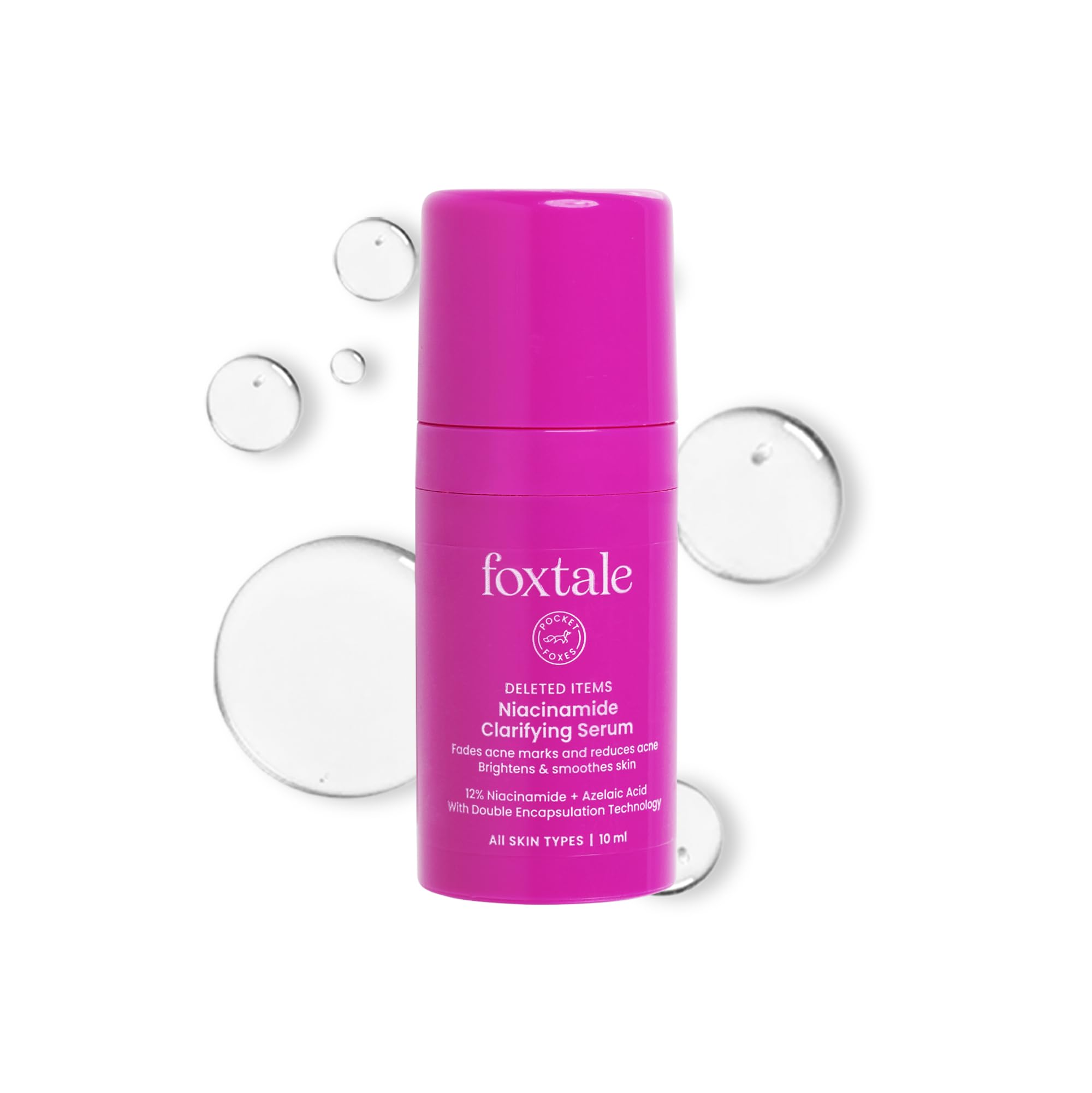 FoxTale12% Niacinamide Face Serum with Azelaic Acid for Oil Control & Brightening | Reduces Acne, Blemishes & Acne Marks | Brightens & Smoothens Skin | Face Serum for Women & Men | 10 ml