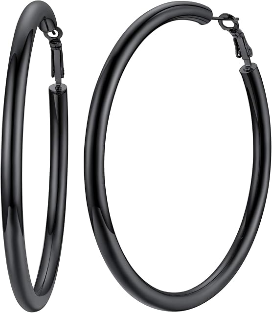 U7 Trendy Charming Hoop Earrings for Women, 30mm/40mm/50mm/60mm/80mm, Hypoallergenic Light-weight, Three Colors, Come with Box