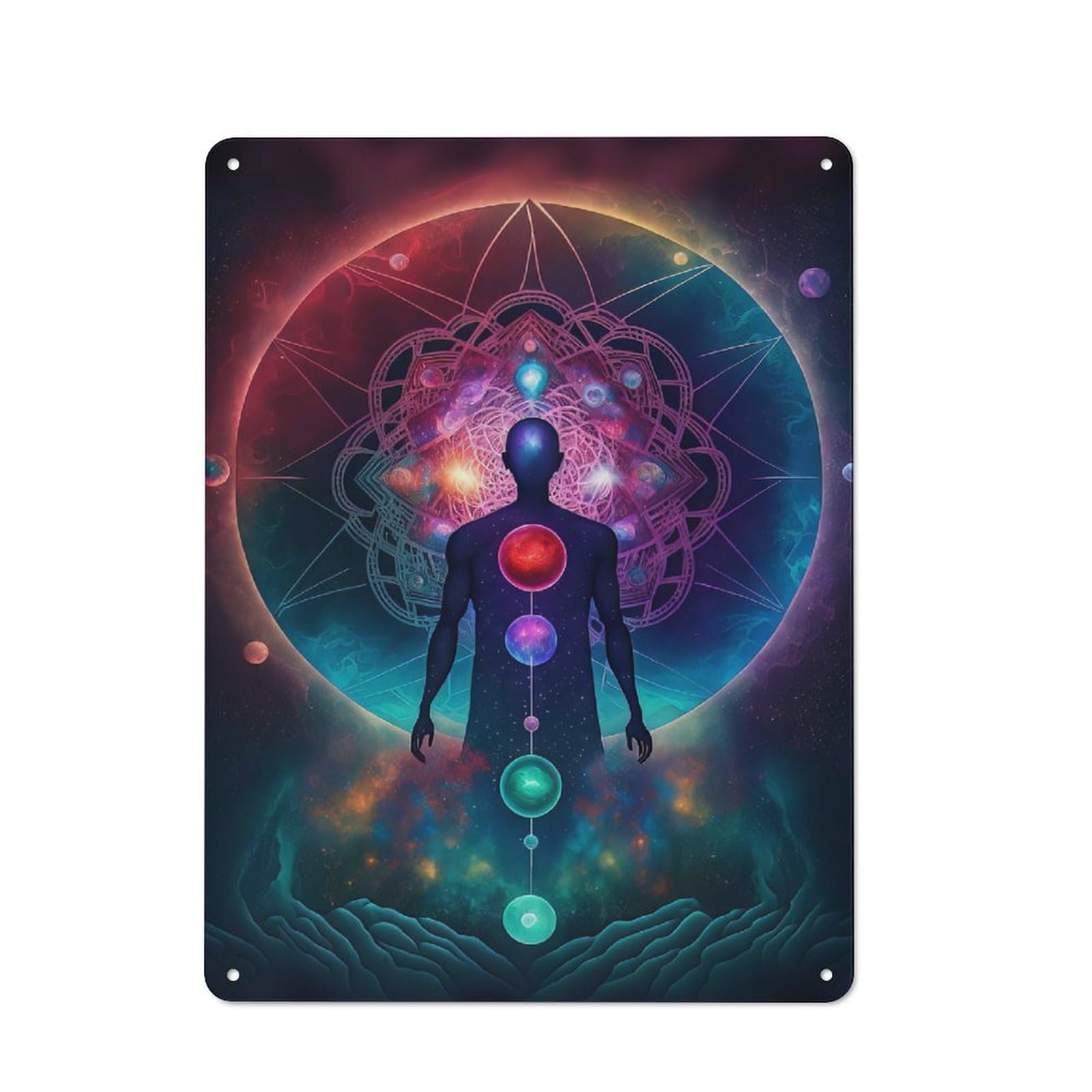 Junmoney Esoteric Zen Universe V7 Decorative Tin Plaque With Design 40X30cm, Old Style Bar Wall Plaque For Bar, Kitchen, Garage Or Games Room