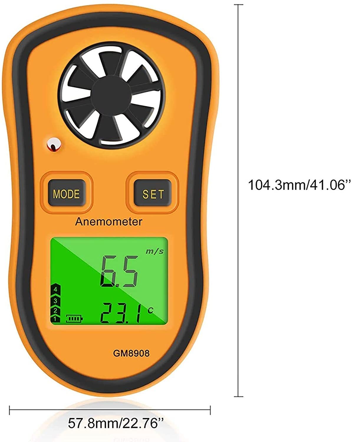 Medidor de Viento Digital, anemómetro Mini Calibre de Temperatura de Velocidad del Viento con termómetro LCD Retroiluminación para el Windsurf Kite Volando navegando
