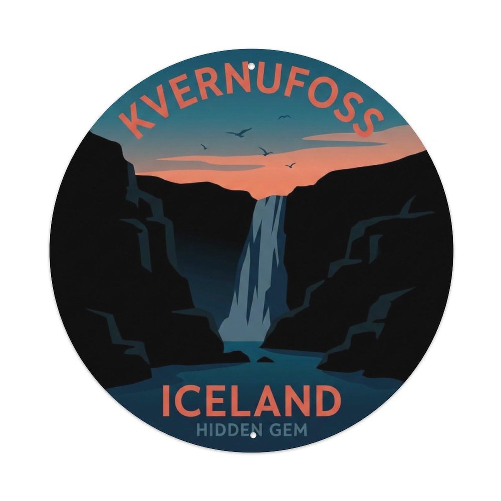 Fqnyr Style Metal Tin Sign Vintage Travel Kvernufoss Iceland Hidden