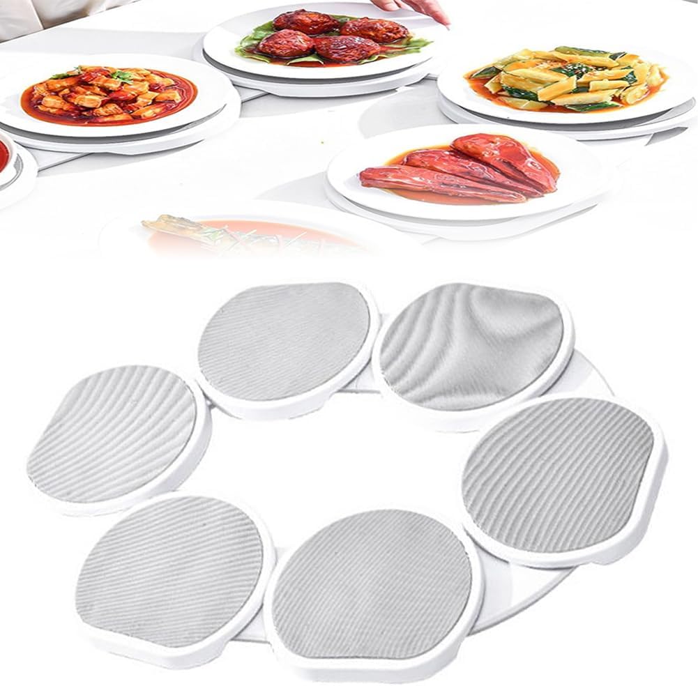 Lazy Susan Turntable, 360° Rotation Party Turntable, Expandable Desktop Rotating Storage Rack, Heat Resistant Reusable Food Organizer Tray for Kitchen & Dining Tables 6 Dish