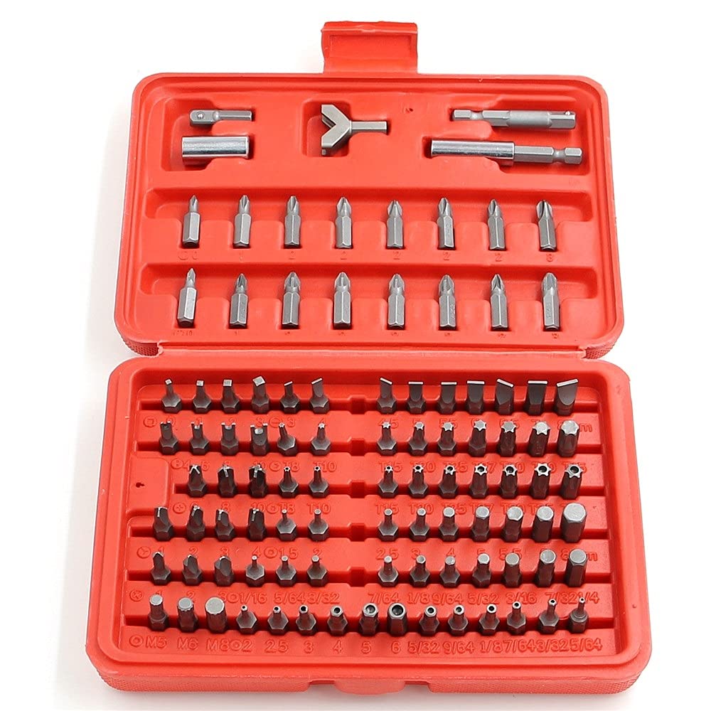 100pcs/set Bits Set Sturdy Chrome Vanadium Steel Screwdriver Bit Set Professional 1/4'' Hex Bit Set with Case