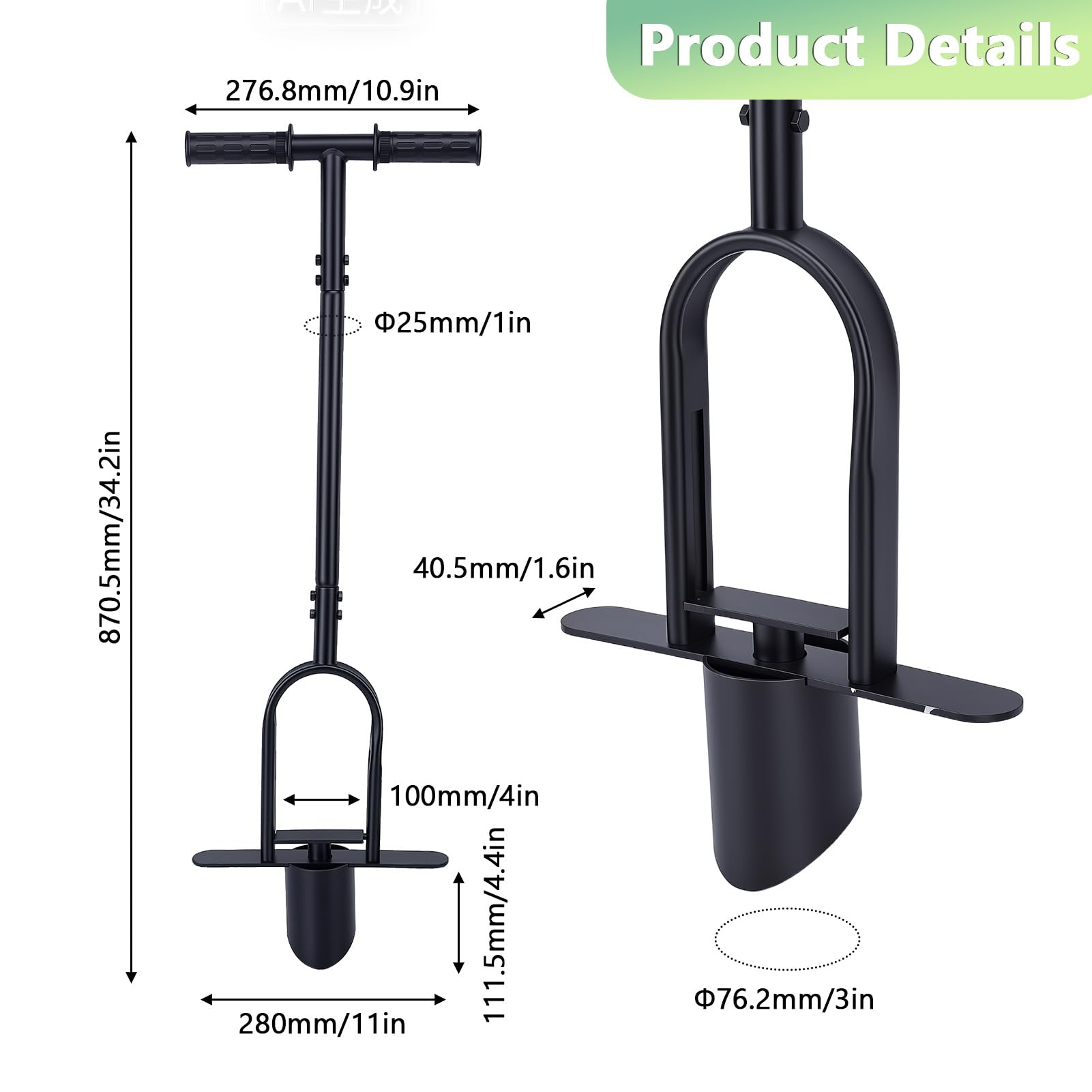Planteur de bulbes, 87 cm, outil de plantation multifonction, en acier au carbone, profondeur : 11,5 cm, aide à planter des bulbes dans le jardin
