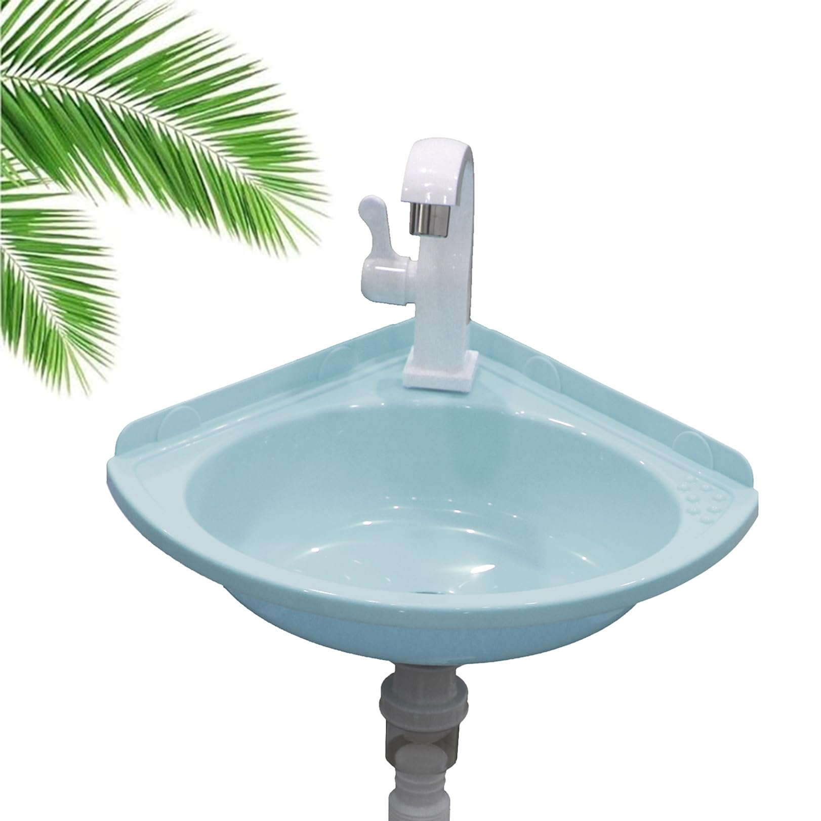 WIQUYBML Wall Mounted Corner Sink Single Bowl Small Bathroom Wash Basin with Faucet Plastic Modern Mini Vessel Sink, for Kitchen Toilet Basement Rv