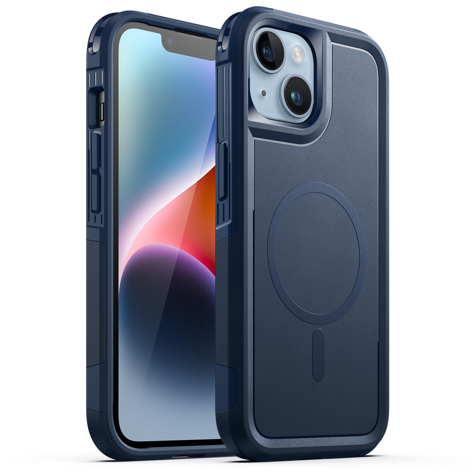 JETech Case for iPhone 14 Plus 6.7-Inch Compatible with MagSafe, Heavy Duty Dual-Layer Rugged Protection, Shockproof Protective Tough Phone Magnetic Cover (Blue)