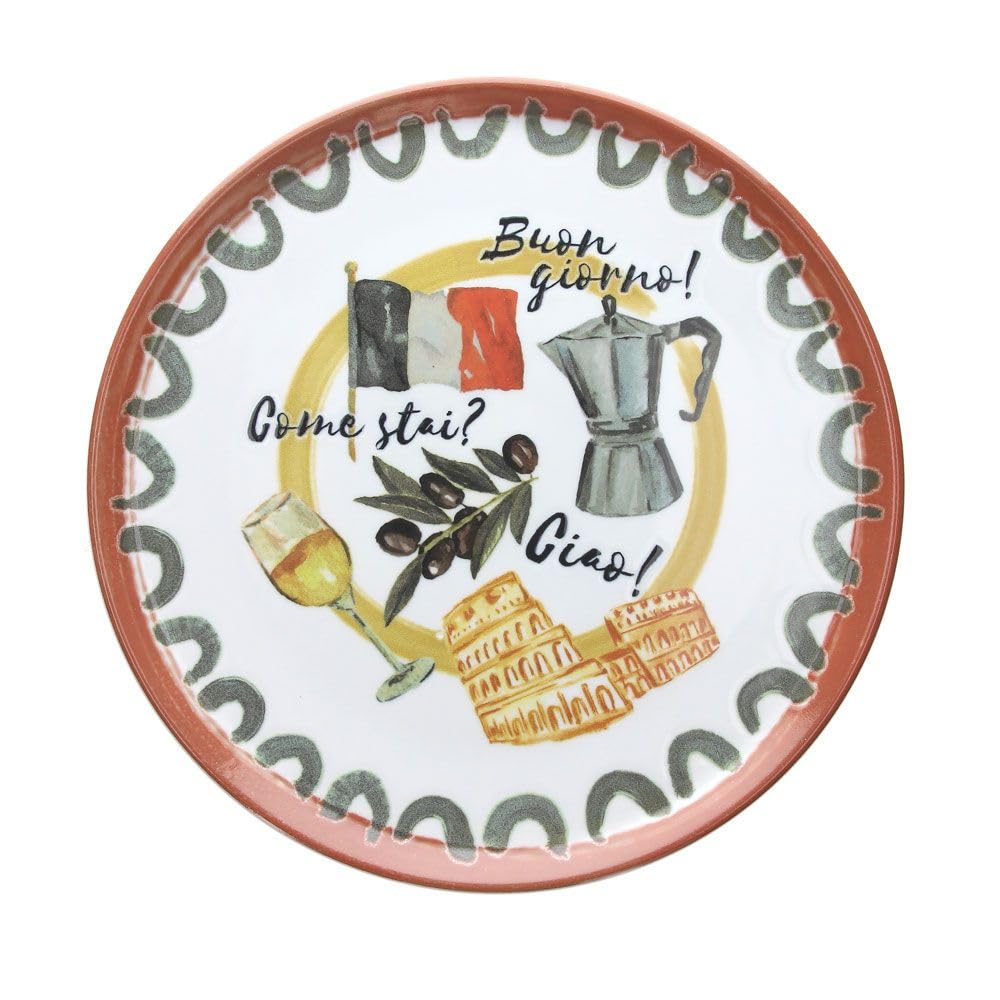 Plato De Pizza De Melamina 33 Cm – Decoración Surtida – Apto Para Horno, Microondas Y Lavavajillas