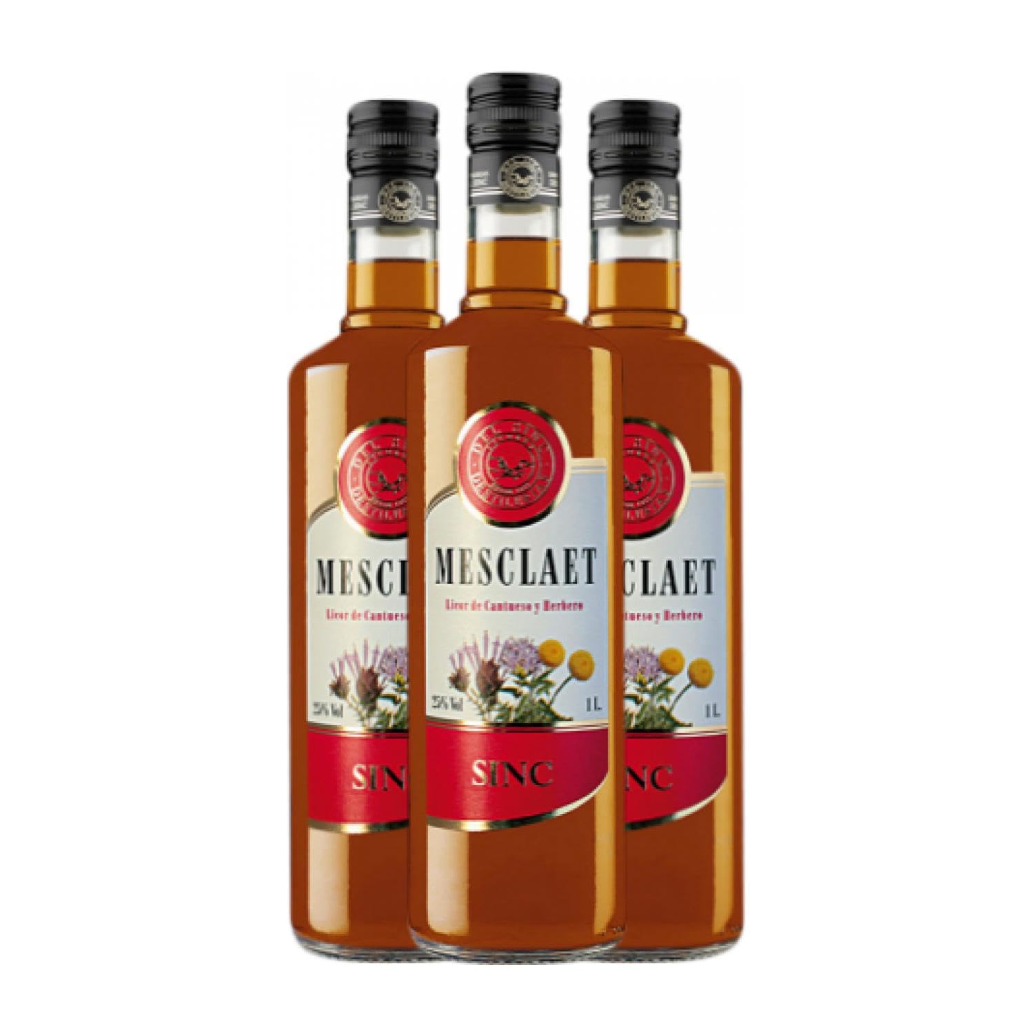 Licores Sinc Mesclaet Licor Tradicional Botella Misil 1 L (Caja de 3 Botella Misil de 1 L)