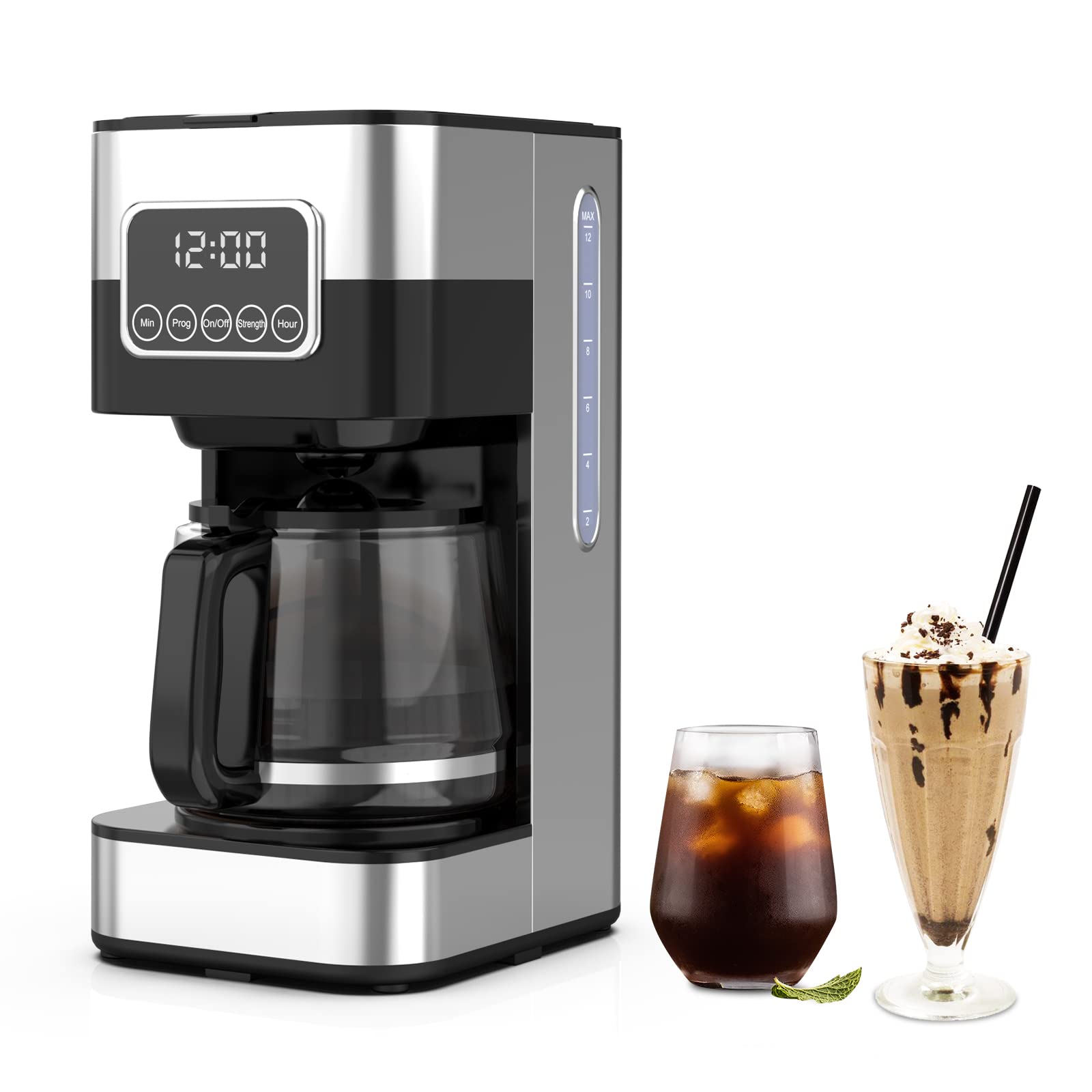 10-Cup Programmable Coffee Maker: Automatic Drip Coffee Machine with Timer, Smart Anti-Drip System, Quick Brew, Keep Warm Plate, Electric Coffeemaker with Coffee Pot & Removable Filter