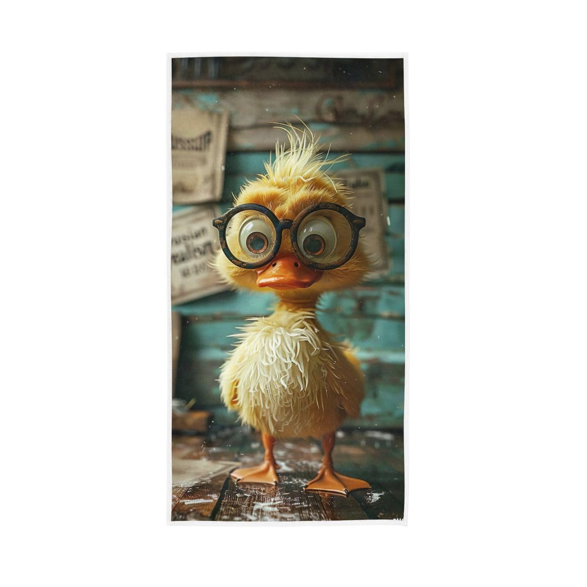 HUYGD Duck with Glasses Cute Hand Towel, Multipurpose Absorbent Towels for Bathroom, Gym, Hotel, Spa 15 x 30 Inches