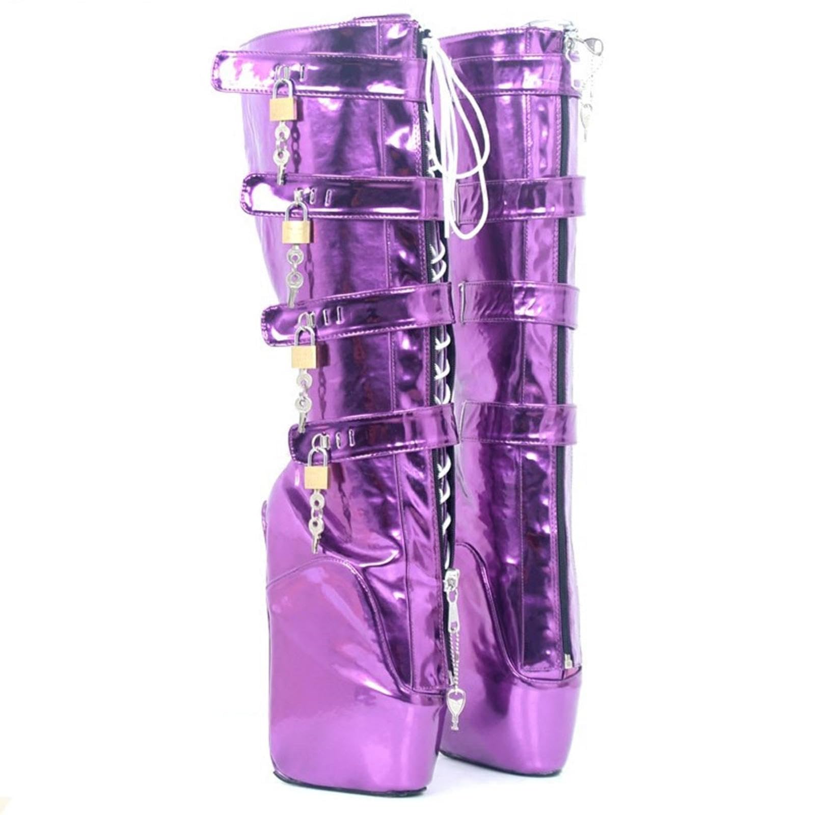 Tacchi Donna Tacchi Alti 18cm Stivali con Tacco Super Alto più Dimensioni Prestazioni di Scena,Purple-45