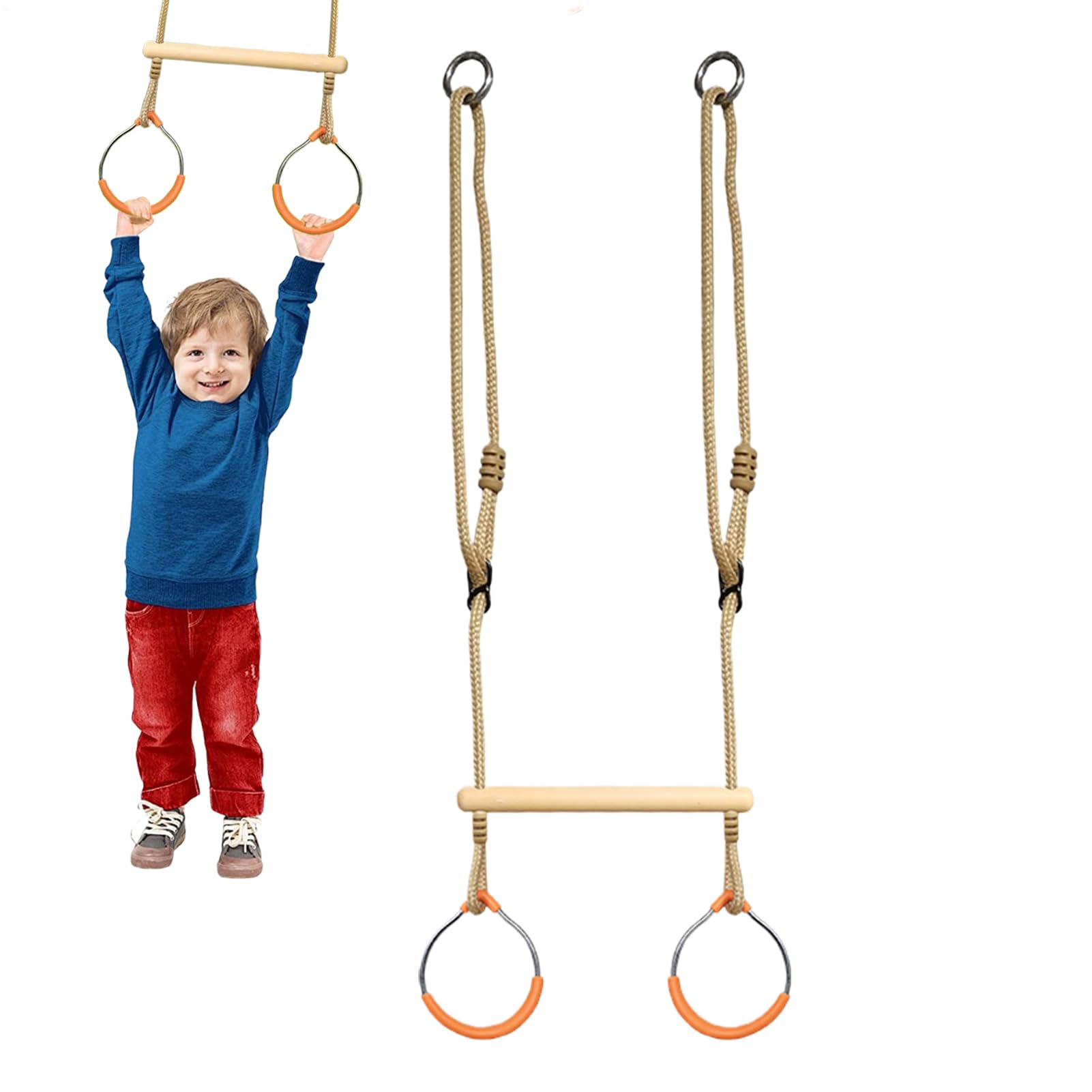Anneaux de Gymnastique,Jeu de Balançoires pour Arrière-Cour avec Anneaux Métalliques | Équipement de Jeu Extérieur avec Parcours d'obstacles et d'Équilibre pour Installation sur Arbres ou