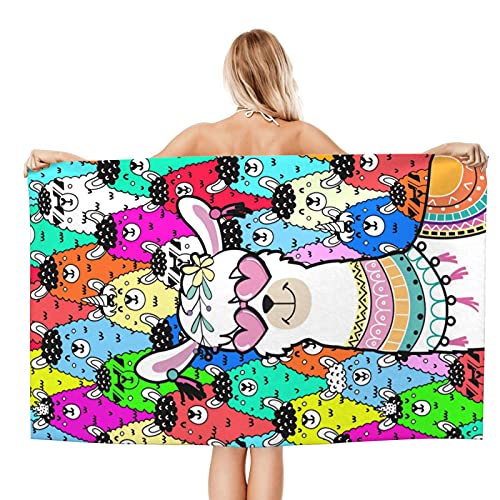 Llama Beach Towel Oversized, Ultra Soft Microfiber Beach Towels For Adults, Super Absorbent Quick Dry Pool Towel For Kids, Men, Women, Boys, Girls #TOP1