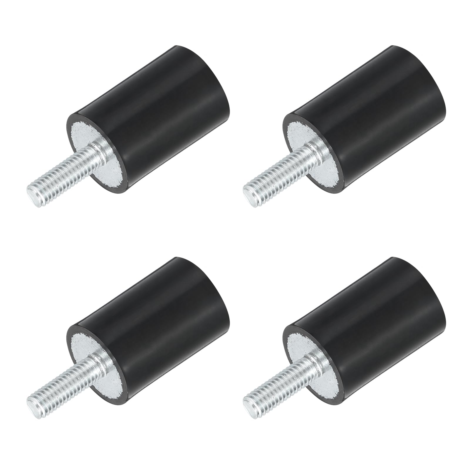 uxcell M6x1.0mm Thread Rubber Mounts, Vibration Isolators, Cylindrical Shock Absorber with Studs 20 x 30mm 4pcs